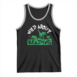 Wild About Reading Tank Top Cute Safari Animal Reading Shirt Preschool Kindergarten TS10 Black Athletic Heather Print Your Wear