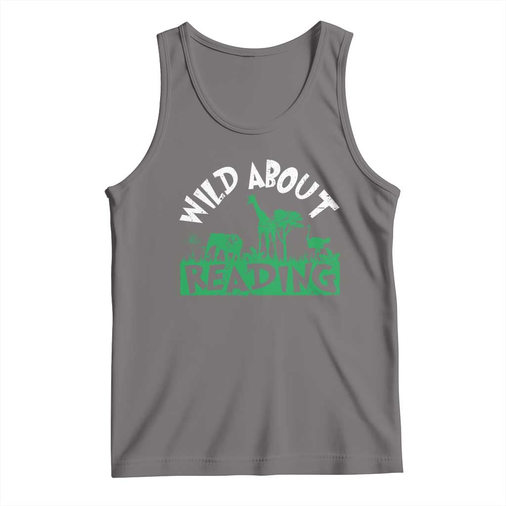 Wild About Reading Tank Top Cute Safari Animal Reading Shirt Preschool Kindergarten TS10 Deep Heather Print Your Wear