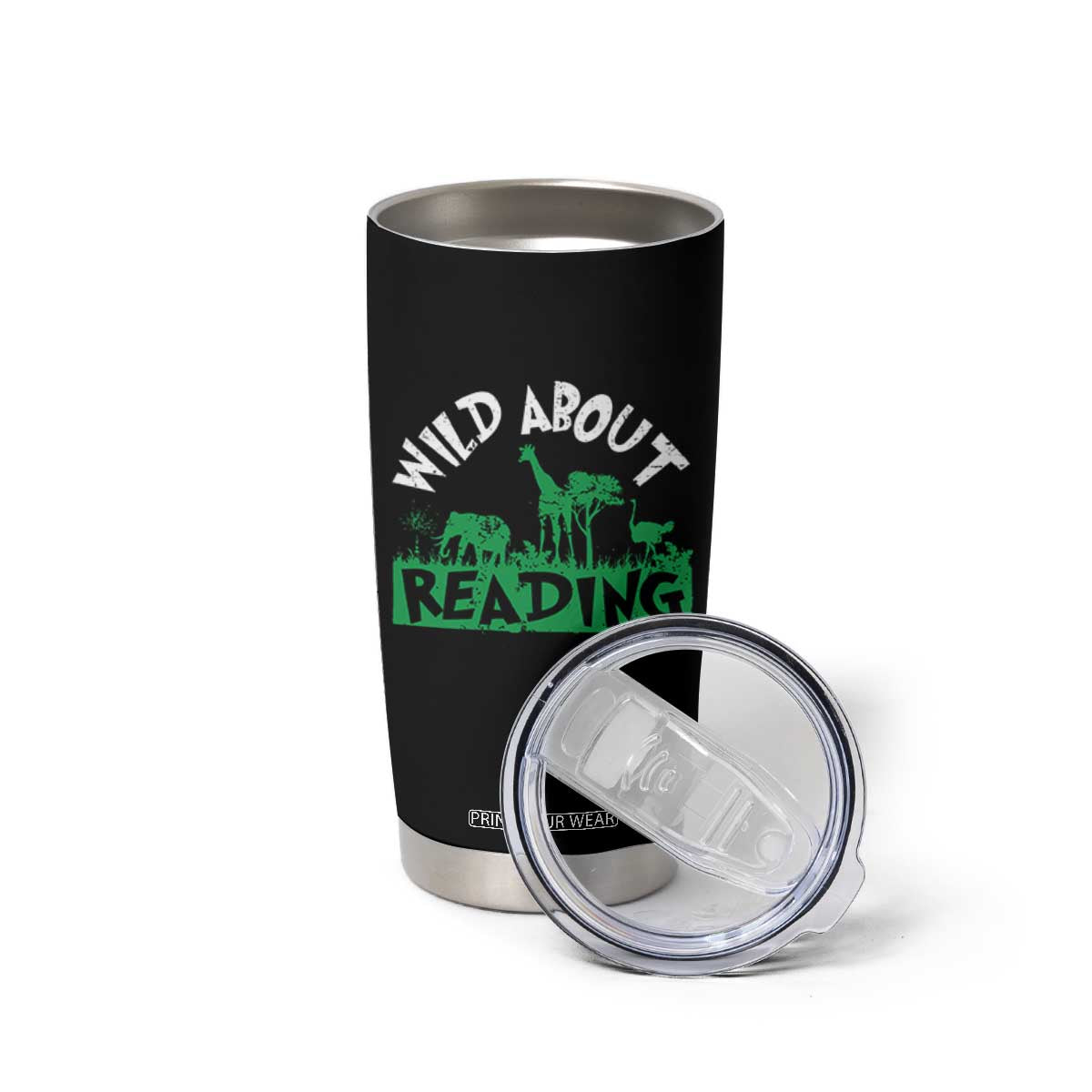 Wild About Reading Tumbler Cup Cute Safari Animal Reading Shirt Preschool Kindergarten TS10 Print Your Wear