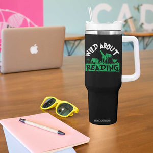 Wild About Reading Tumbler With Handle Cute Safari Animal Reading Shirt Preschool Kindergarten TS10 Print Your Wear