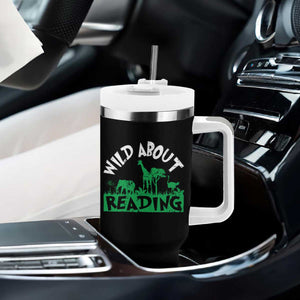 Wild About Reading Tumbler With Handle Cute Safari Animal Reading Shirt Preschool Kindergarten TS10 Print Your Wear