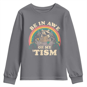 Autism Funny Be In Awe Of My 'Tism Meme Autistic Raccoon Youth Sweatshirt TS10 Charcoal Print Your Wear