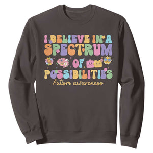 I Believe In A Spectrum Of Possibilities Autism awareness Sweatshirt Neurodiversity SPED Teacher Gift TS10 Dark Chocolate Print Your Wear