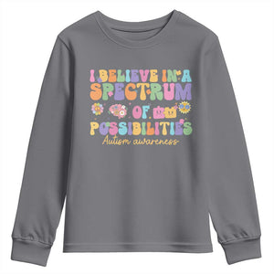 I Believe In A Spectrum Of Possibilities Autism awareness Youth Sweatshirt Neurodiversity SPED Teacher Gift TS10 Charcoal Print Your Wear