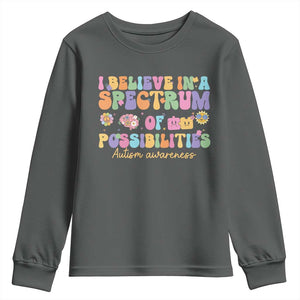 I Believe In A Spectrum Of Possibilities Autism awareness Youth Sweatshirt Neurodiversity SPED Teacher Gift TS10 Dark Heather Print Your Wear
