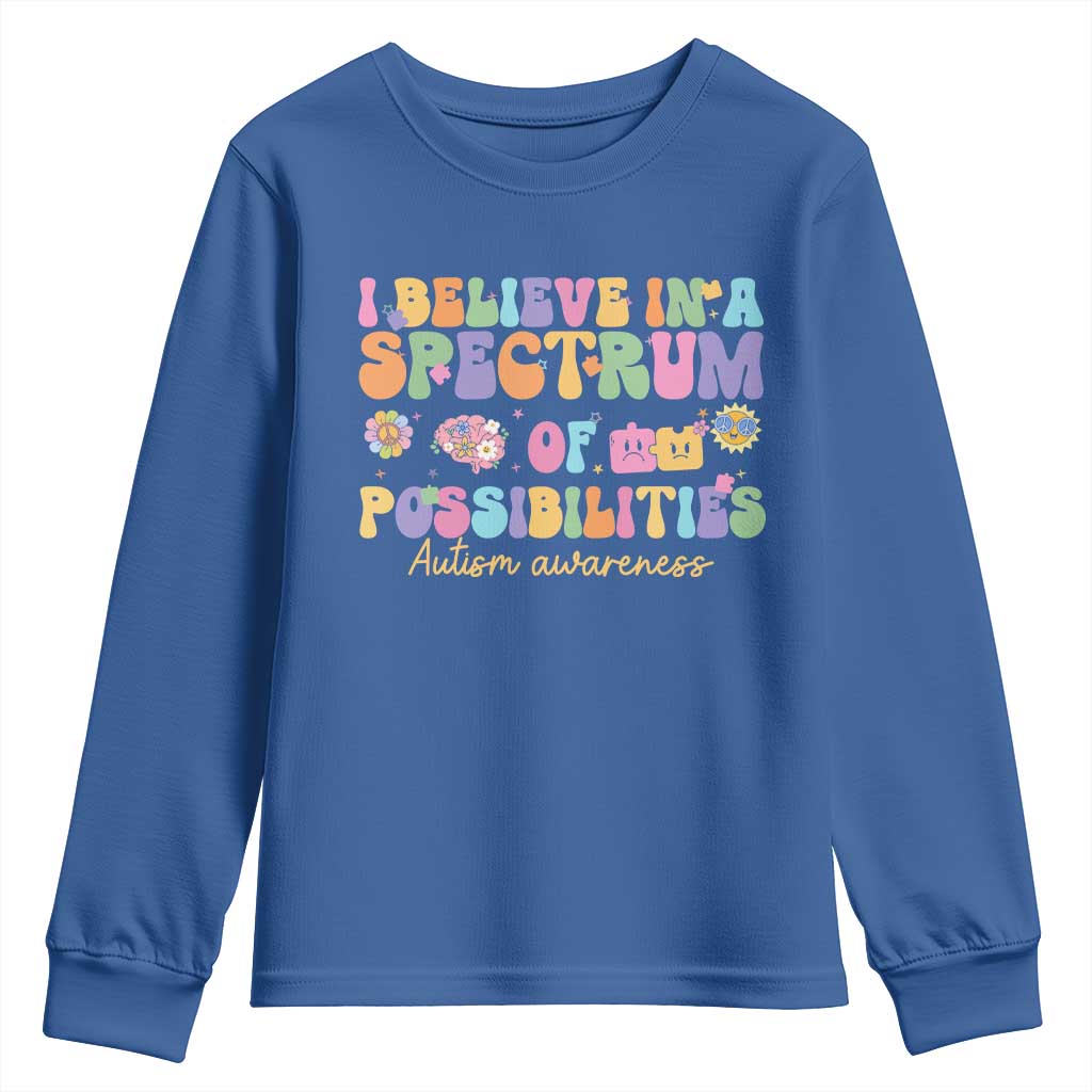 I Believe In A Spectrum Of Possibilities Autism awareness Youth Sweatshirt Neurodiversity SPED Teacher Gift TS10 Royal Blue Print Your Wear