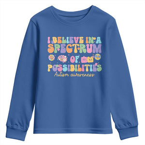 I Believe In A Spectrum Of Possibilities Autism awareness Youth Sweatshirt Neurodiversity SPED Teacher Gift TS10 Royal Blue Print Your Wear
