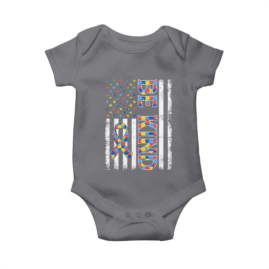 Be Kind Autism Baby Onesie USA flag Autistic Support TS10 Charcoal Print Your Wear