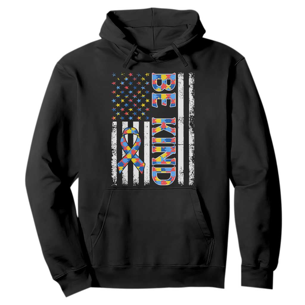 Be Kind Autism Hoodie USA flag Autistic Support TS10 Black Print Your Wear