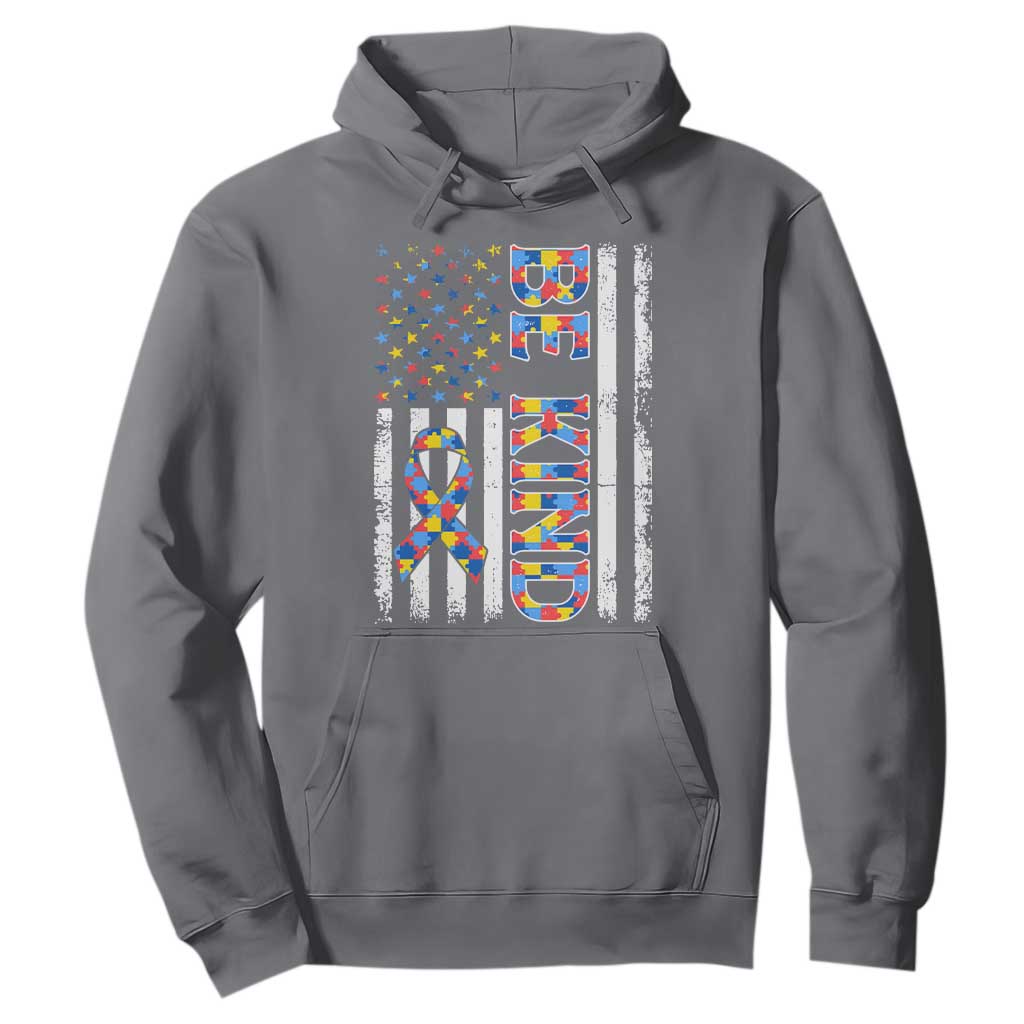Be Kind Autism Hoodie USA flag Autistic Support TS10 Charcoal Print Your Wear