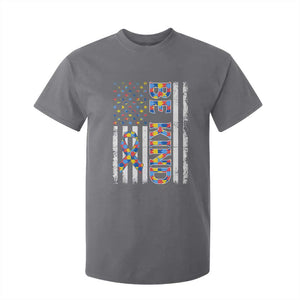 Be Kind Autism T Shirt For Kid USA flag Autistic Support TS10 Charcoal Print Your Wear