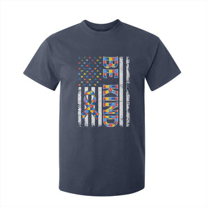 Be Kind Autism T Shirt For Kid USA flag Autistic Support TS10 Navy Print Your Wear