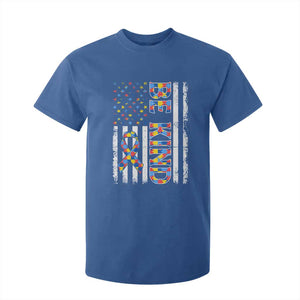 Be Kind Autism T Shirt For Kid USA flag Autistic Support TS10 Royal Blue Print Your Wear