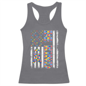 Be Kind Autism Racerback Tank Top USA flag Autistic Support TS10 Charcoal Print Your Wear