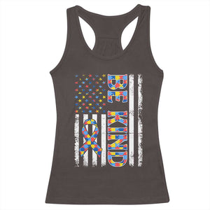 Be Kind Autism Racerback Tank Top USA flag Autistic Support TS10 Dark Chocolate Print Your Wear