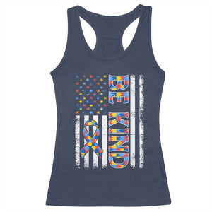 Be Kind Autism Racerback Tank Top USA flag Autistic Support TS10 Navy Print Your Wear