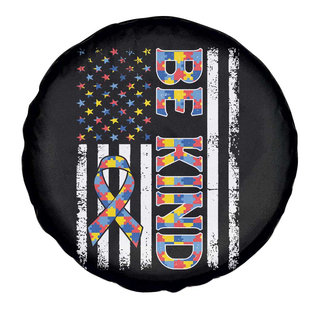 Be Kind Autism Spare Tire Cover USA flag Autistic Support TS10 Print Your Wear