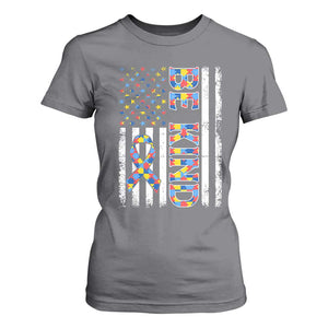 Be Kind Autism T Shirt For Women USA flag Autistic Support TS10 Charcoal Print Your Wear