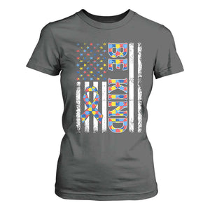 Be Kind Autism T Shirt For Women USA flag Autistic Support TS10 Dark Heather Print Your Wear