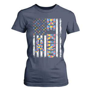 Be Kind Autism T Shirt For Women USA flag Autistic Support TS10 Navy Print Your Wear