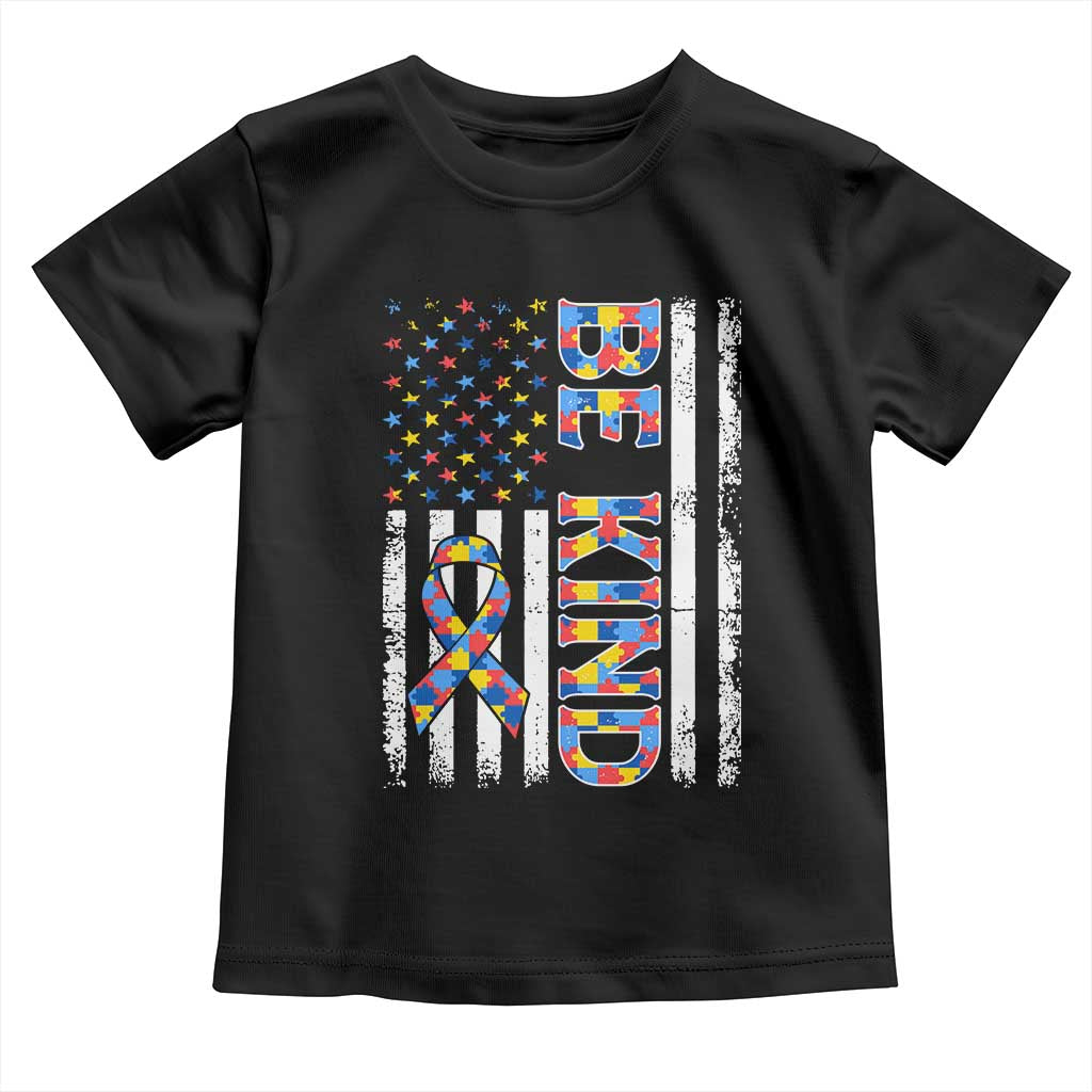 Be Kind Autism Toddler T Shirt USA flag Autistic Support TS10 Black Print Your Wear