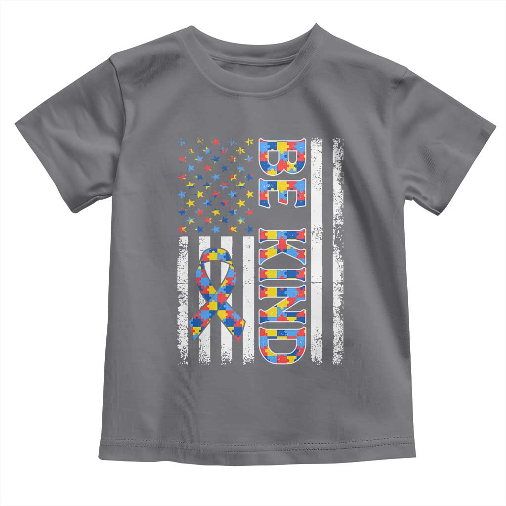 Be Kind Autism Toddler T Shirt USA flag Autistic Support TS10 Charcoal Print Your Wear