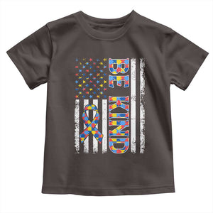 Be Kind Autism Toddler T Shirt USA flag Autistic Support TS10 Dark Chocolate Print Your Wear