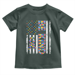Be Kind Autism Toddler T Shirt USA flag Autistic Support TS10 Dark Forest Green Print Your Wear