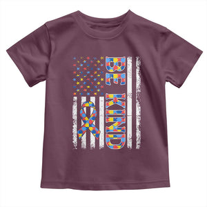 Be Kind Autism Toddler T Shirt USA flag Autistic Support TS10 Maroon Print Your Wear