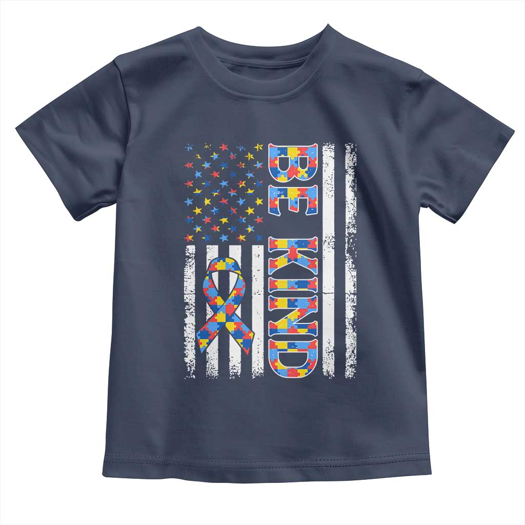 Be Kind Autism Toddler T Shirt USA flag Autistic Support TS10 Navy Print Your Wear