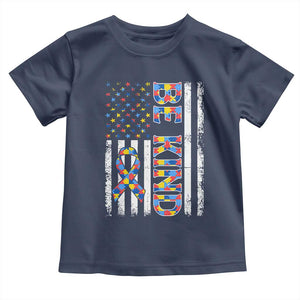 Be Kind Autism Toddler T Shirt USA flag Autistic Support TS10 Navy Print Your Wear
