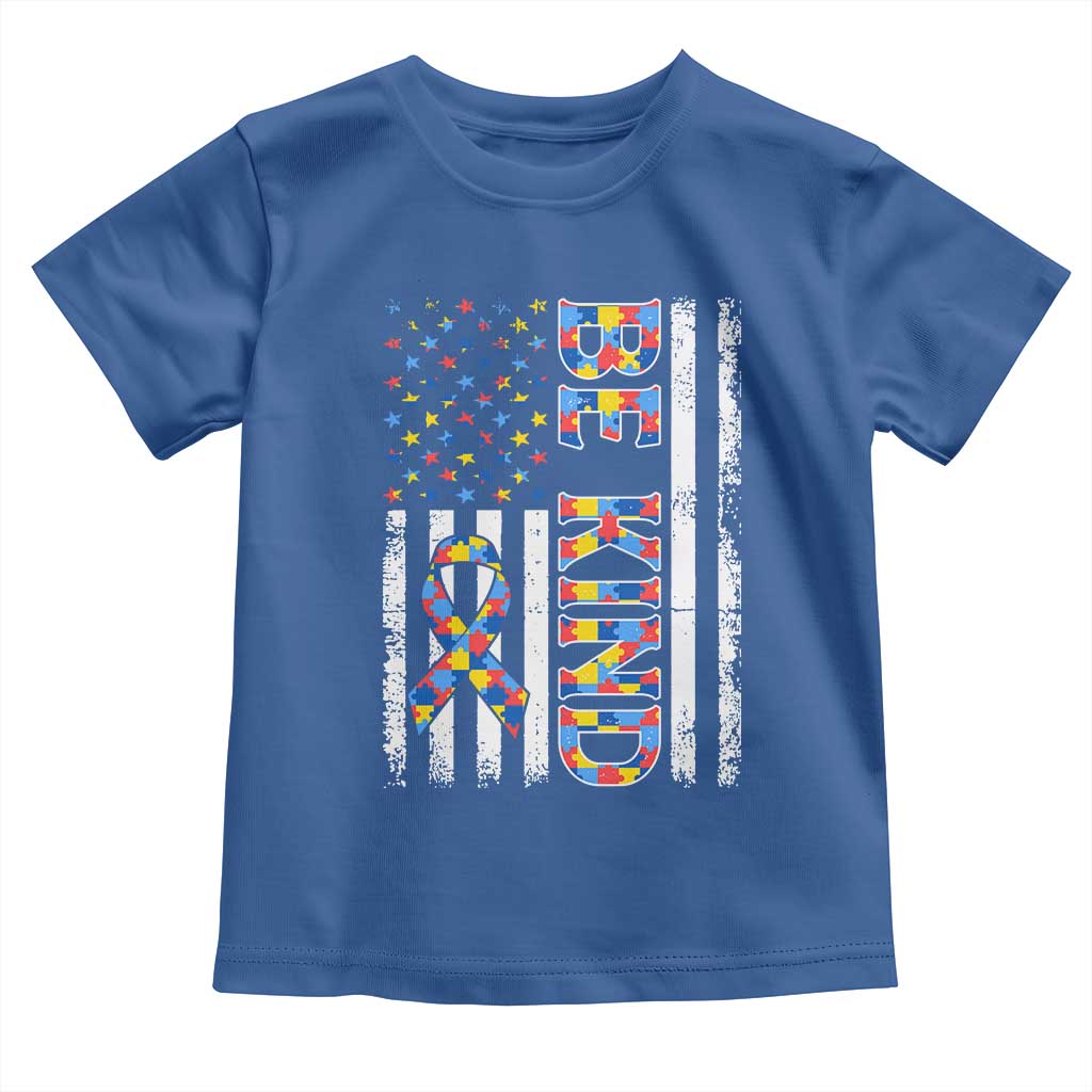 Be Kind Autism Toddler T Shirt USA flag Autistic Support TS10 Royal Blue Print Your Wear