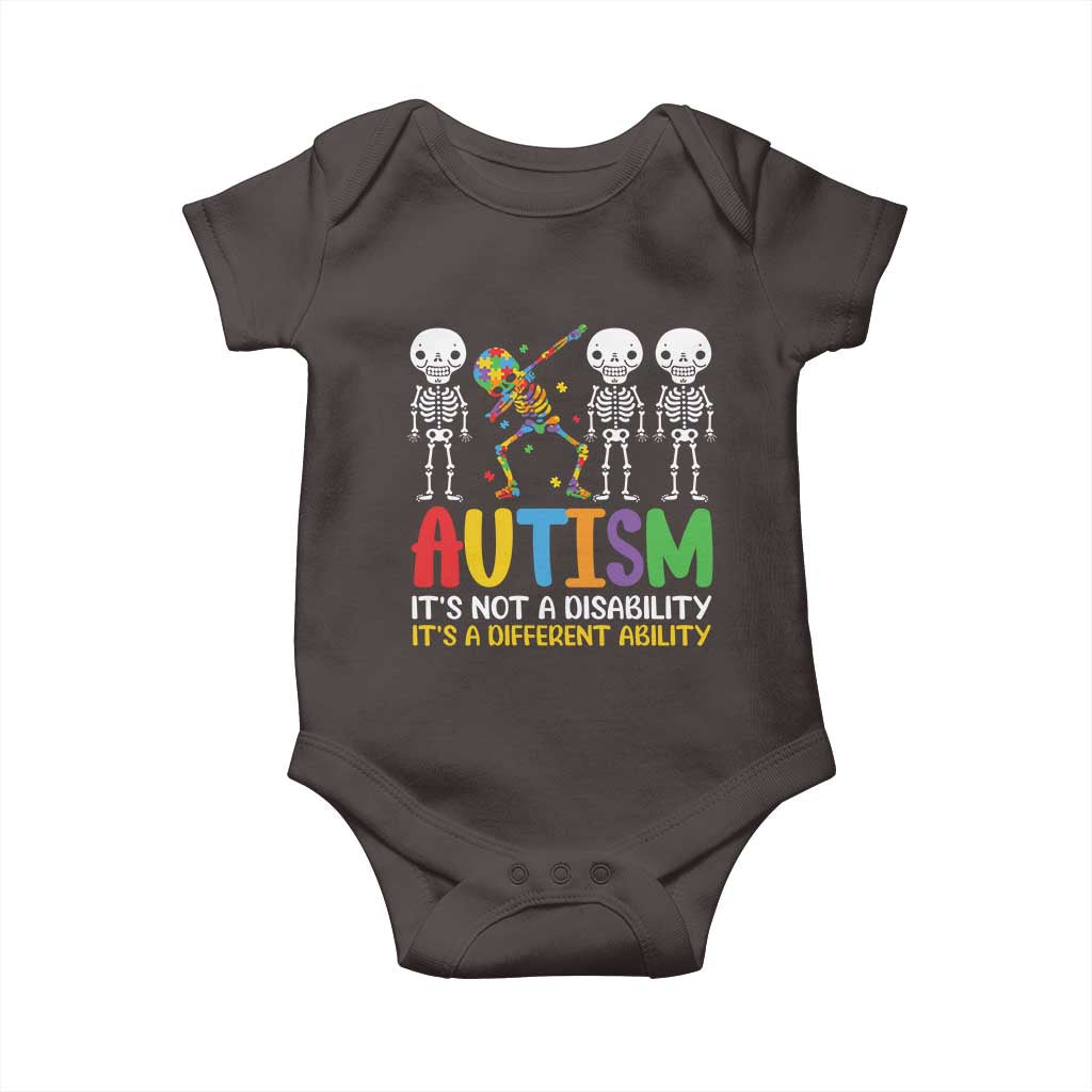 Autism Awareness Baby Onesie Skeleton Dabbing Autistic Kids TS10 Dark Chocolate Print Your Wear