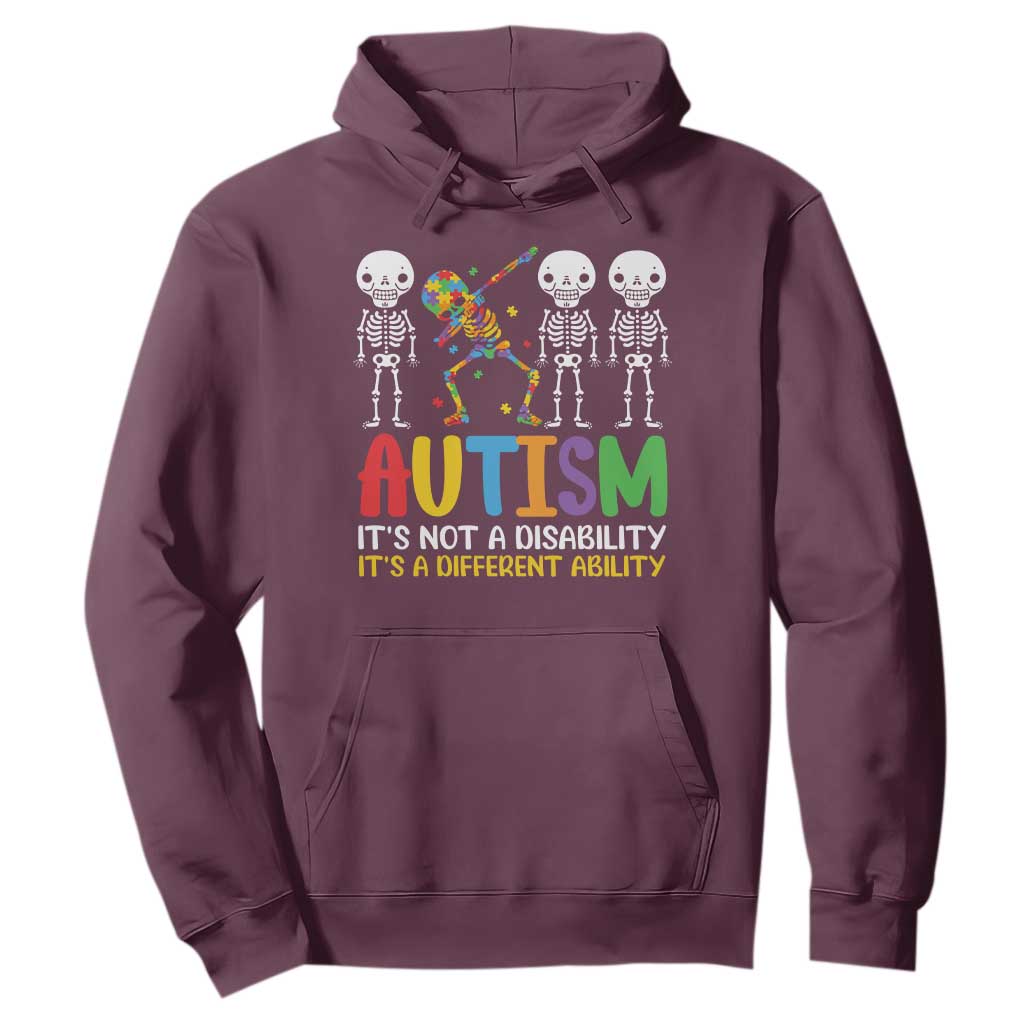Autism Awareness Hoodie Skeleton Dabbing Autistic Kids TS10 Maroon Print Your Wear
