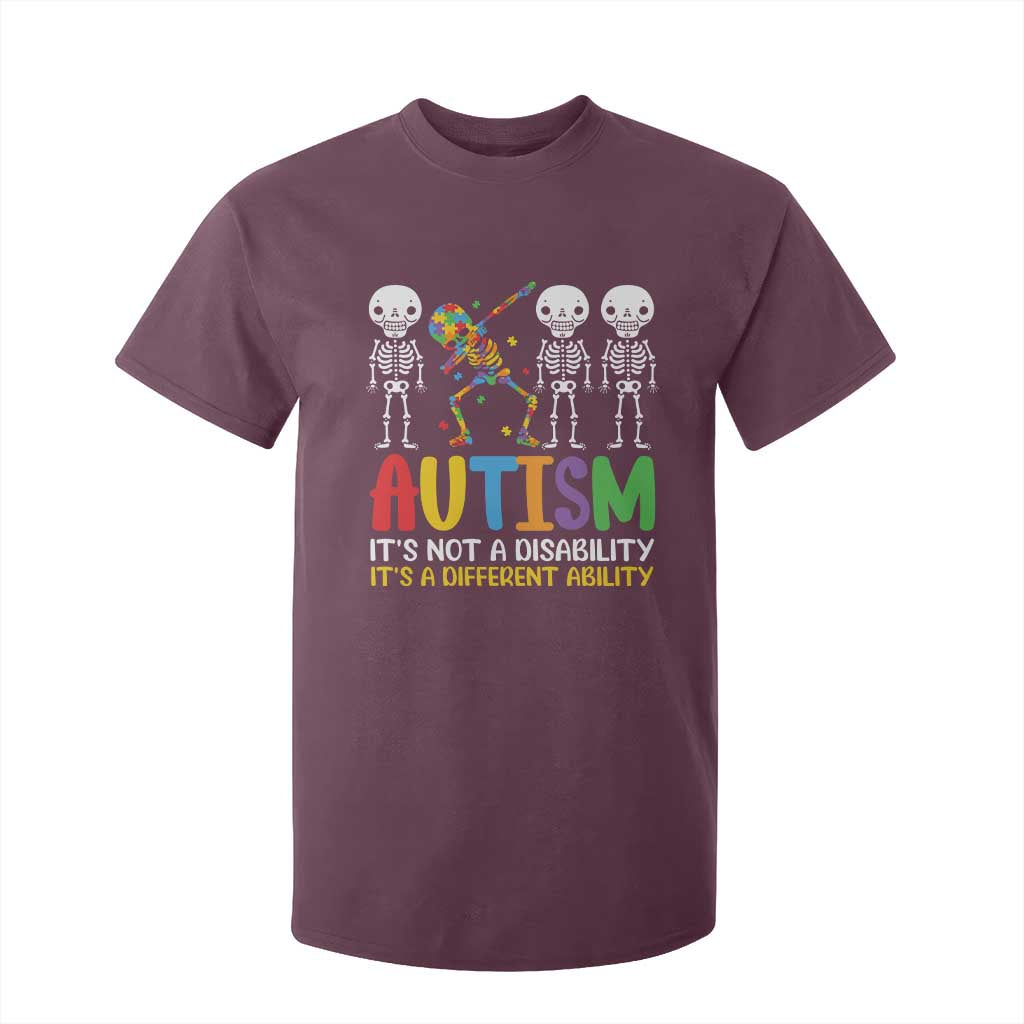 Autism Awareness T Shirt For Kid Skeleton Dabbing Autistic Kids TS10 Maroon Print Your Wear