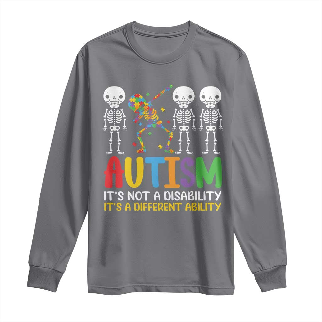Autism Awareness Long Sleeve Shirt Skeleton Dabbing Autistic Kids TS10 Charcoal Print Your Wear