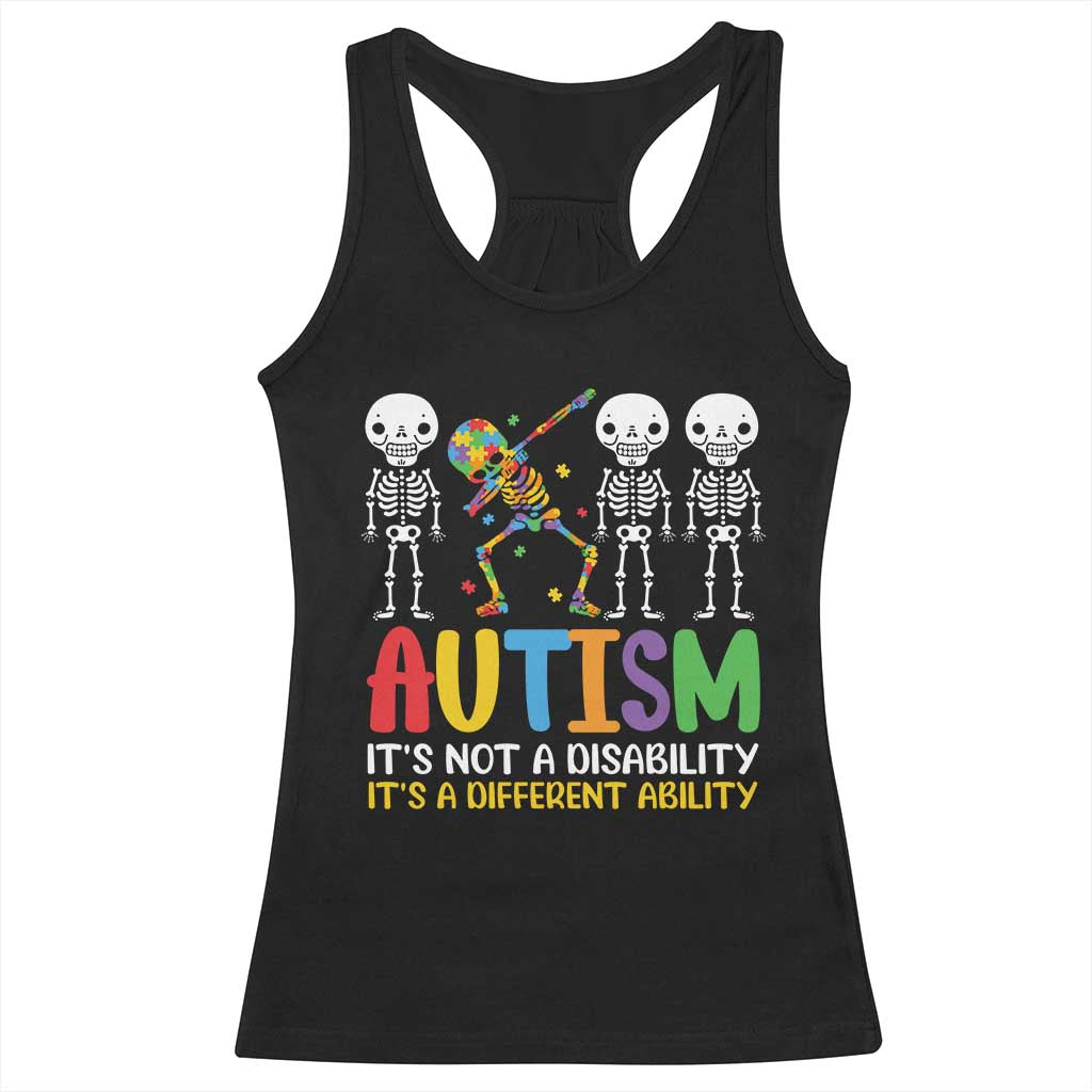 Autism Awareness Racerback Tank Top Skeleton Dabbing Autistic Kids TS10 Black Print Your Wear