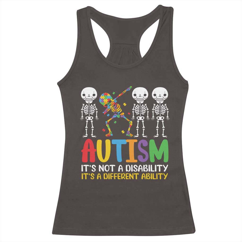 Autism Awareness Racerback Tank Top Skeleton Dabbing Autistic Kids TS10 Dark Chocolate Print Your Wear