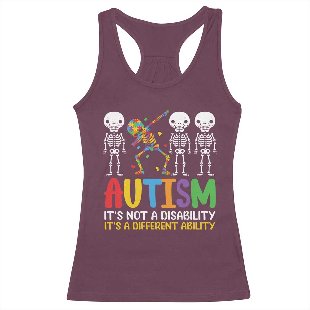 Autism Awareness Racerback Tank Top Skeleton Dabbing Autistic Kids TS10 Maroon Print Your Wear