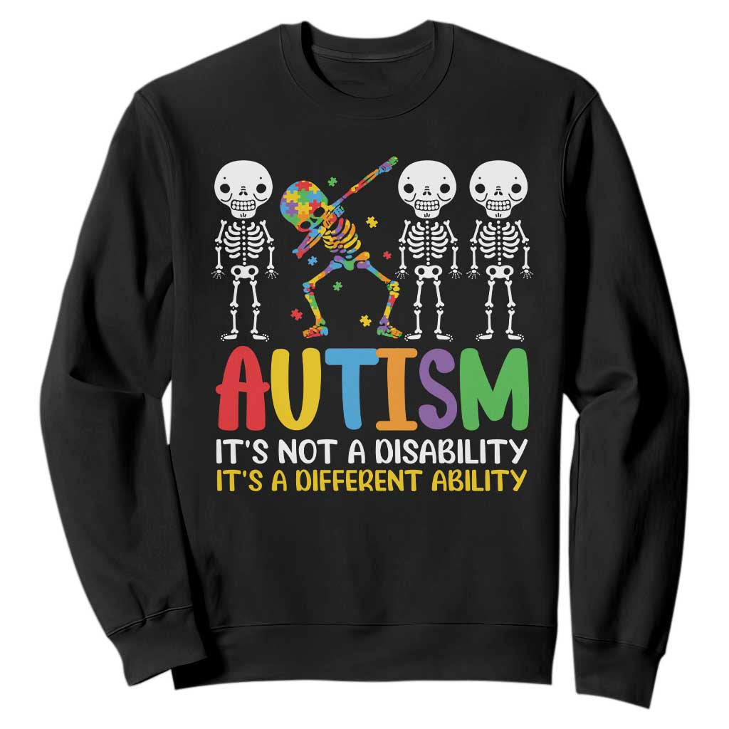 Autism Awareness Sweatshirt Skeleton Dabbing Autistic Kids TS10 Black Print Your Wear