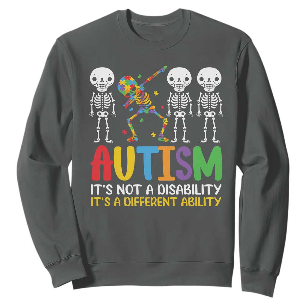 Autism Awareness Sweatshirt Skeleton Dabbing Autistic Kids TS10 Dark Heather Print Your Wear