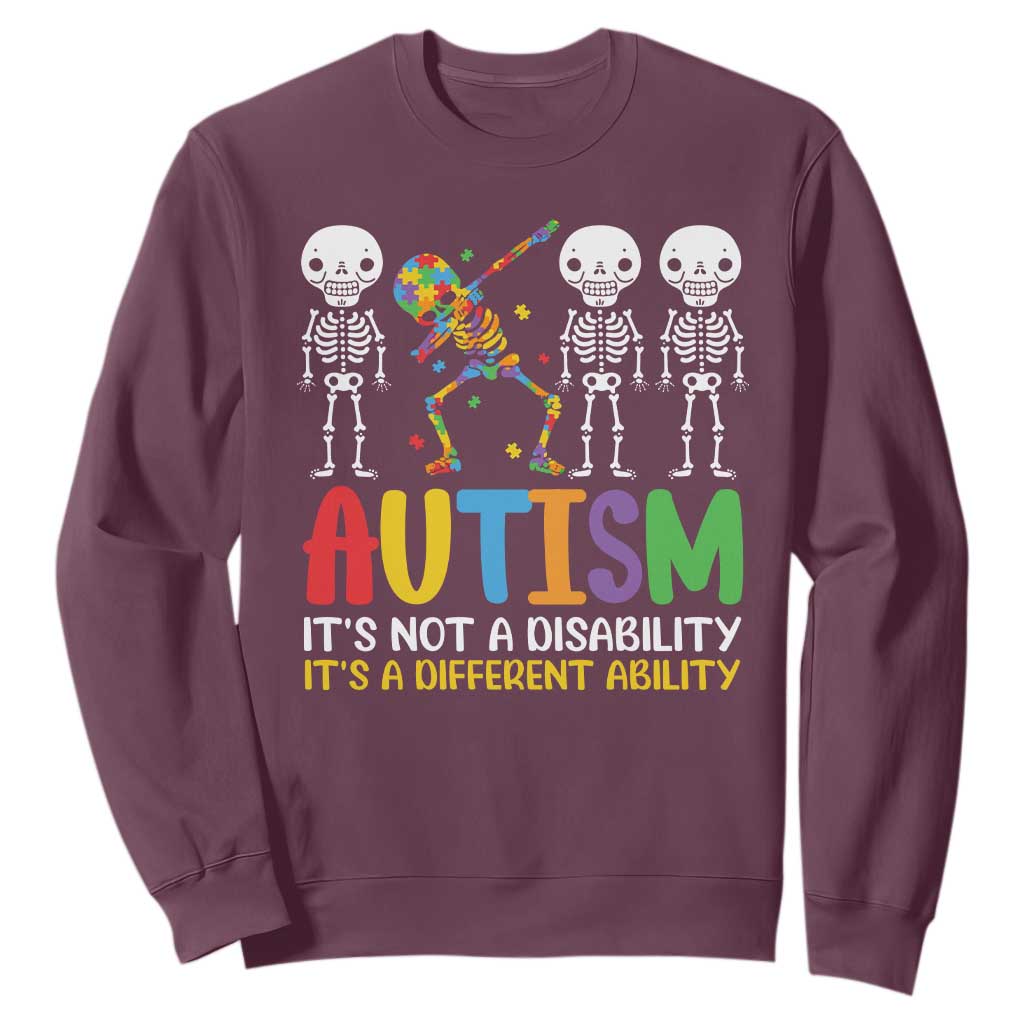 Autism Awareness Sweatshirt Skeleton Dabbing Autistic Kids TS10 Maroon Print Your Wear