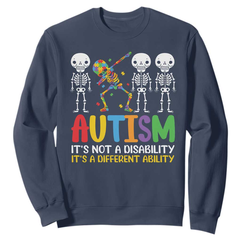 Autism Awareness Sweatshirt Skeleton Dabbing Autistic Kids TS10 Navy Print Your Wear