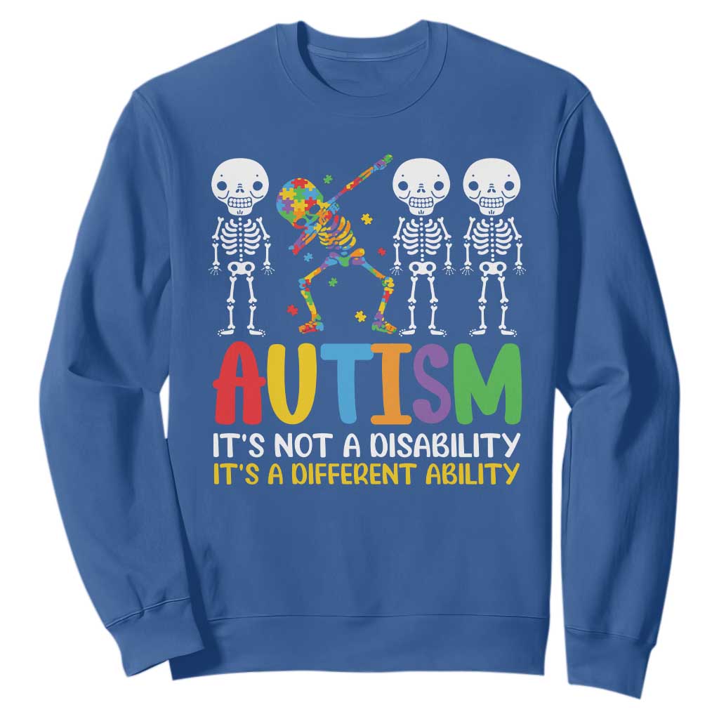 Autism Awareness Sweatshirt Skeleton Dabbing Autistic Kids TS10 Royal Blue Print Your Wear