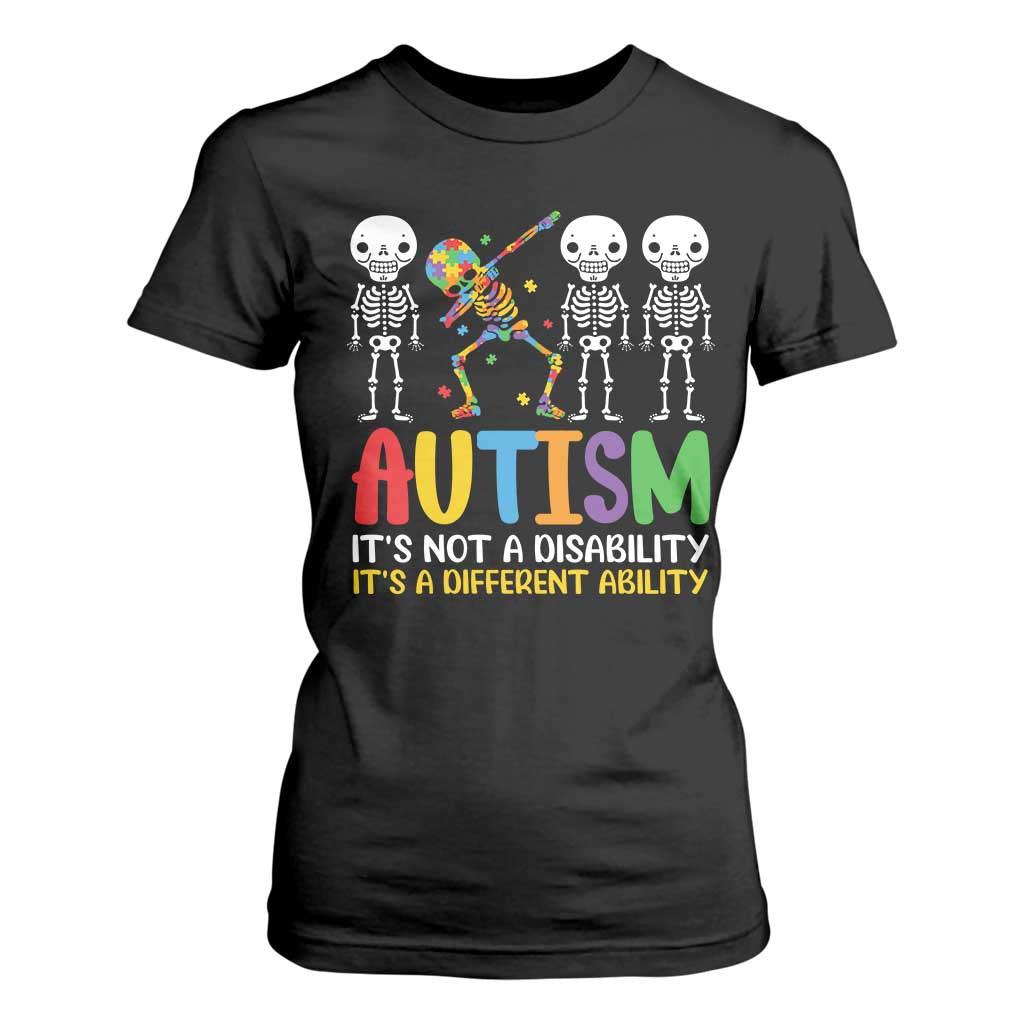 Autism Awareness T Shirt For Women Skeleton Dabbing Autistic Kids TS10 Black Print Your Wear