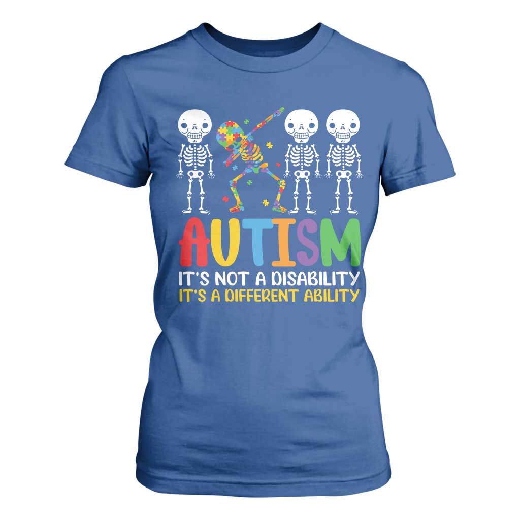 Autism Awareness T Shirt For Women Skeleton Dabbing Autistic Kids TS10 Royal Blue Print Your Wear