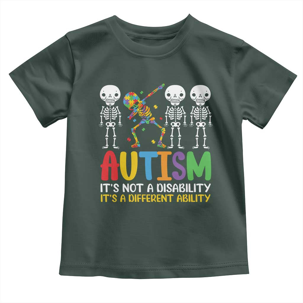 Autism Awareness Toddler T Shirt Skeleton Dabbing Autistic Kids TS10 Dark Forest Green Print Your Wear