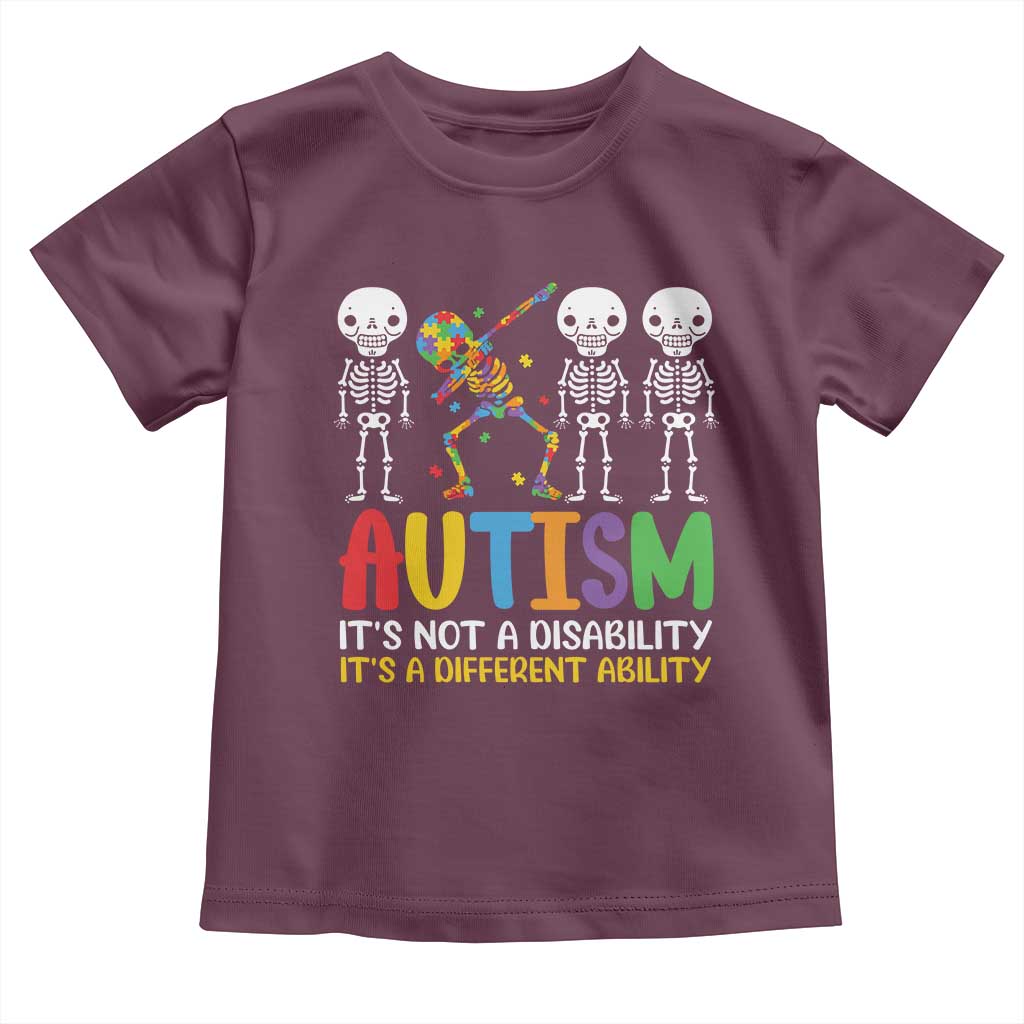 Autism Awareness Toddler T Shirt Skeleton Dabbing Autistic Kids TS10 Maroon Print Your Wear