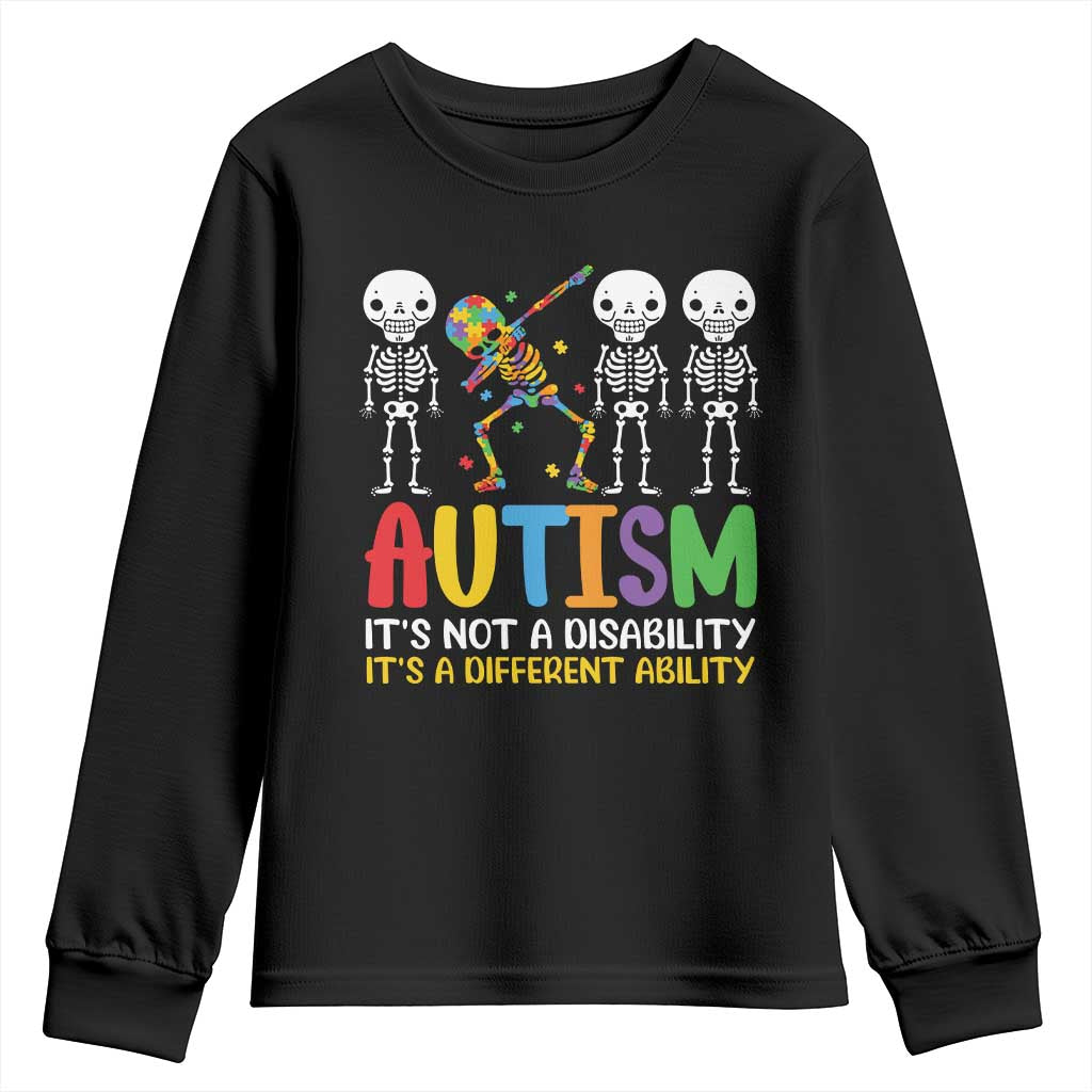 Autism Awareness Youth Sweatshirt Skeleton Dabbing Autistic Kids TS10 Black Print Your Wear