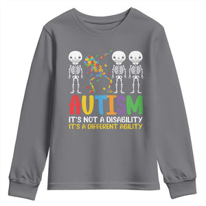 Autism Awareness Youth Sweatshirt Skeleton Dabbing Autistic Kids TS10 Charcoal Print Your Wear